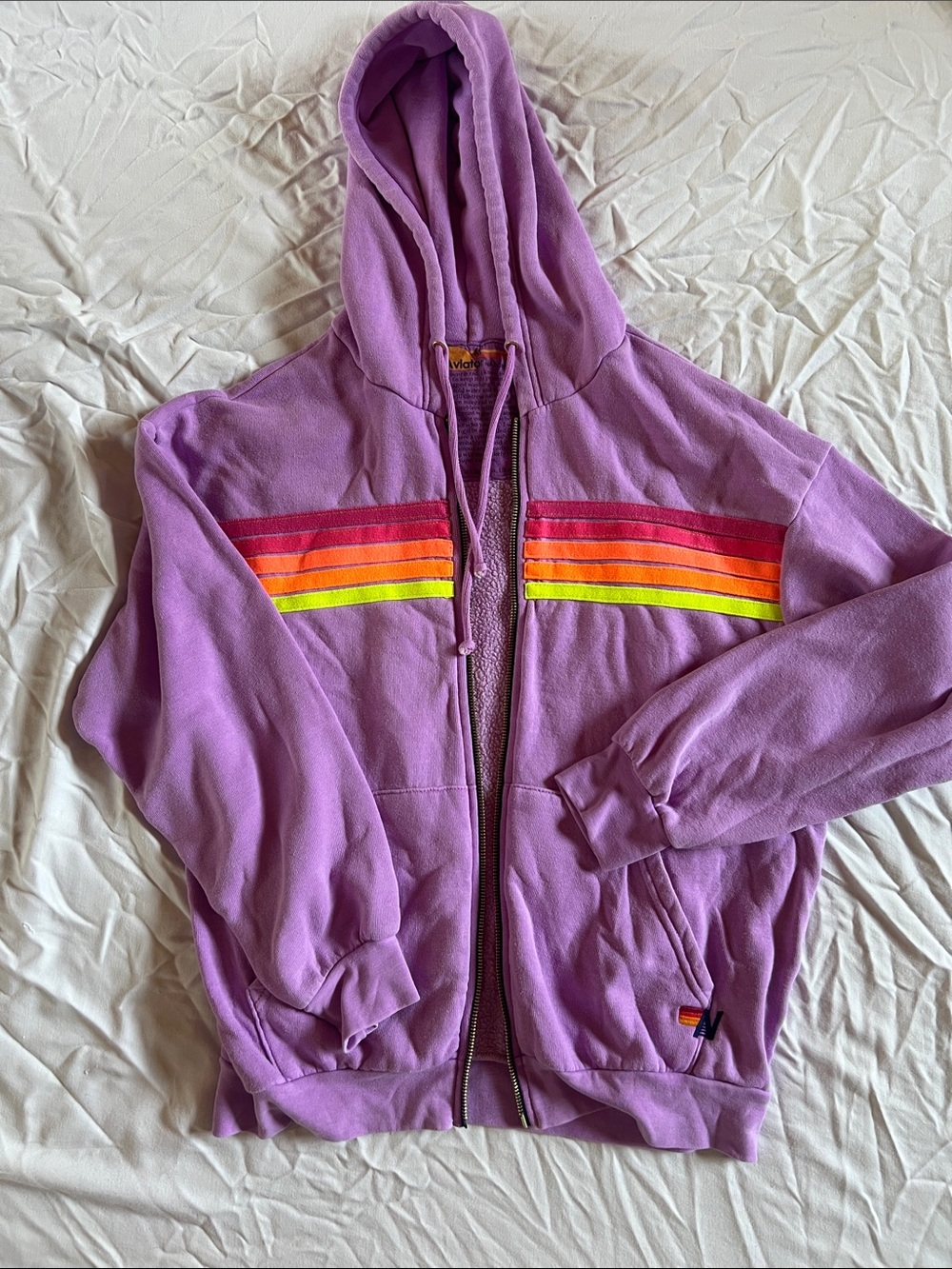 Aviator Nation Purple Hoodie with Gold Logo Accent
